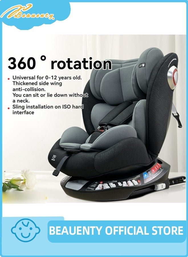 Beauenty Baby Safety Car Seat for Infant/Kids with ISOfix Interface, 360° Rotating Car Seat with 5-Point Safety Harness and Adjustable Headrest