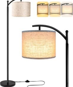 OHAHO Floor Lamp for Living Room with 3 Color Temperatures LED Bulb, Modern Standing Lamp with Adjustable Linen Shade, Standing Lamp Tall Industrial Floor Lamp Reading for Bedroom, Office