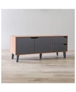 DANUBE HOME Modesto TV Cabinet For Up To 32 Inches TV Entertainment Modern Design Wall Unit Furniture Wooden TV Stand For Living Room Bedroom TV Rack L120xW40xH49 cm Cherry/Dark Grey - Image 4