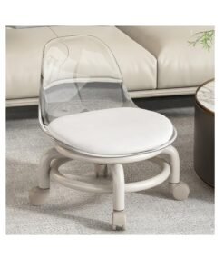 Low Rolling Stool Low Roller Seat Small Swivel Stool Low to Ground with Mute Wheels and Back Support for Home Cleaning Garage Fix Outdoor Picnic Salon Office Working (Transparent)