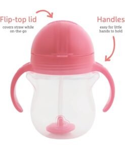 Munchkin Click Lock Tip and Sip Weighted Flexi Straw Trainer Cup (7 Oz/207 Ml Pink) - Image 4