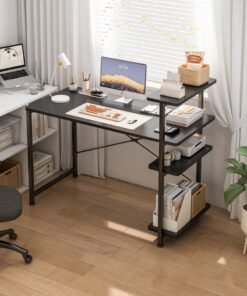 Stubborn Study desk with storage space Computer desk is suitable for living room, bedroom, office and small apartment dormitory, etc. 100×45×73cm Black