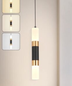 YATAI LIGHTING LED Pendant Lamp - Modern Adjustable Height Dimmable Cylinder Lamp for Dining, Living, Bedroom, Kitchen Island & Office - Black, 3000K-6000K, 8W, Three Color Dimming