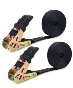 XiuWoo 2 Pack 20 FT Ratchet Straps Ratchet Tie Downs Straps, 6M 25mm Heavy Duty Tensioning Belts Adjustable Cam Buckles Strap Lashing Straps, for Motorcycles Car Trailer Household, black