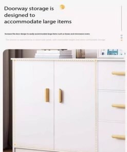 JOMILA Wooden Side Cabinet, Modern Storage Cabinet, Floor Document Cabinet with Wheels, Filing Cabinets, Office Cabinet (White) - Image 4