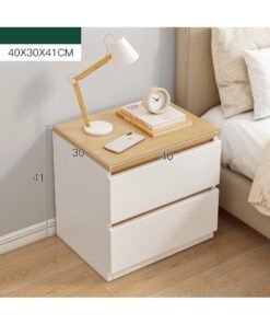 Sharpdo Nightstands Simple Modern Bedroom Bedside Table Solid Wood Minimalist Multi-function Light Luxury Style Bedside Storage Small Cabinet Bedside Table with Drawer - Image 4