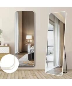 general Full Length Mirror Dressing Mirror Floor Standing Mirror Household Wall Mounted Bedroom Makeup Hanging Wall Dormitory Three-Dimensional Fitting Can Be Mirror Wall Or Standing Mirror White