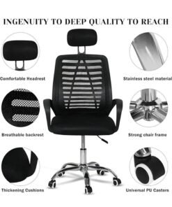 Alternative view of Gaming Chair, Office Chair, Comfort Ergonomic Height Adjustable Desk Chair with Lumbar Support Backrest Headrest and Armrests, Black