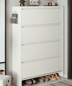 keke Luxury Multifunctional Entryway Shoe Cabinet & Drawer Storage 103*24*157.5 CM White Color