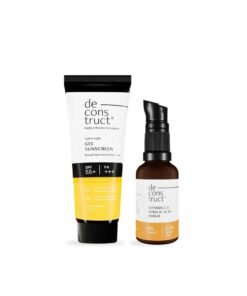 Deconstruct Sun Protect Duo | 10% Vitamin C Face Serum (30 ml) + Gel Sunscreen (50 g) | Get Glowing Skin with Sun Protection | No White Cast, Non Irritating & Lightweight | Pack of 2