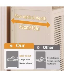 keke 8 Tiers Multifunctional Entryway Shoe Cabinet with 4 Doors - Image 4