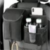 YQbest Car Seat Back Organizer, Large Capacity Storage Bag with Hook & Suede Tissue Box (Black) - Universal Fit for Cars, SUVs, Vans, Keep Car Interior Tidy, Easy Installation for Travel & Daily Use