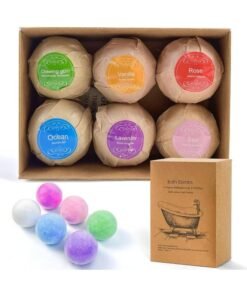 SKY-TOUCH Organic & Natural Essential Oil Bath Bombs Gift Set - 6 Pack, Large, Moisturizes Dry Skin