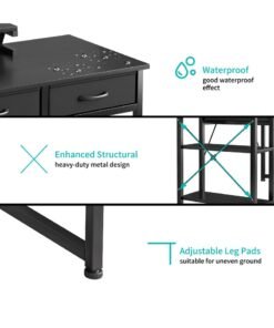 SHEIDLIN Computer Desk with With 2 Drawers，39.37"Home Office Desk with Monitor Stands and 2 storage shelves， Writing Gaming Table Home Office Desk ，Ergonomic Black - Image 4
