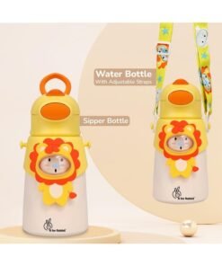 Alternative view of R for Rabbit Steebo Zoobie Premium Stainless Steel Water Sipper for Baby, Spill Proof BPA Free Soft Silicone Straw Drinking Sipper for Kids of 12+ Months (550ml, Yellow Lion)