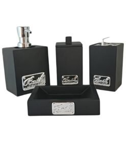 Pearl Coast International Luxury 4 Pieces Bathroom Accessory Set - Dispenser Soap Dish Toothbrush Holder And Amenities Jar