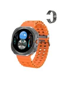 Ultra 7 Smart Watch, 3D Vision Bluetooth Call Wireless Charging DT Watch, Waterproof Comfortable Lightweight Smart Wrist Watch For Men And Women, (1pc, Orange With Steel Strap)