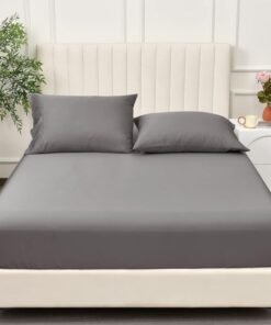 PHF 100% Rayon Derived from Bamboo Cooling Fitted Sheet in Twin Size (100cm x 150cm), 40cm Deep Pocket, 2.5cm Wider Strong Elastic, Silky Smooth, Highclass Grey