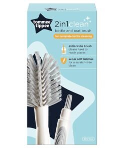 tommee tippee Baby Bottle and Teat Cleaning Brush – Dual Head Bottle Cleaner with Durable Bristles & Teat Cleaner – Feeding Accessory for Milk Bottles – Assorted Color – 1 Piece