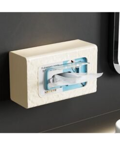 Noon East Tissue Box Cover Premium Hotel Series Clear PP Wall Facial Tissues Dispenser, Horizontal & Vertical for Bathroom, 21.5 x 13 x 9 cm, Cream