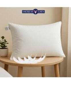 American Linen Natural Duck Down Feather Pillow – Hotel Quality Comfort, 100% Cotton Cover, Standard Size 70x50 cm, Machine Washable, All-Position Support - White