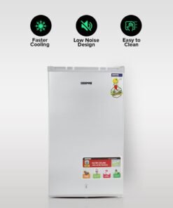 GEEPAS 110L Gross/ 95L Net Capacity, Direct Cool Single Door Defrost Refrigerator With Silver Finish, Recessed Handle, Glass Shelves, Transparent Door Basket, Adjsutable Front Wheel, Lock & Key, Low Noise GRF119SPE Silver