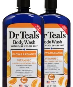 Dr Teal's Pack Of 2 Epsom Salt Body Wash with Vitamin C & Citrus Oils for Glow & Radiance - Hydrates & Conditions Youthful Skin 710ml x 2