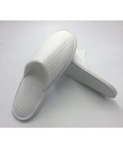 Travelwell Closed Toe Waffle Spa Slippers Bulk Hotel Unisex Slippers for Women and Men 12 Pairs per Case White