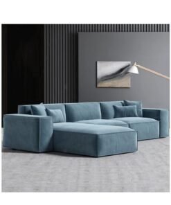 Karnak Carol Corner L-Shaped Luxury Sofa For Living Room Solid Wood Corner Modern Design Couch, Velvet Upholstered Color (Turquoise)