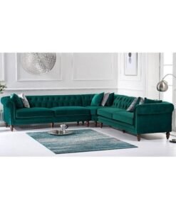 Maharat Al Bahar Regal Modern Luxury Fabric Sofa Set: Graciously Elegant Living Room Furniture Green 270x270 cm