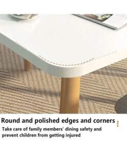 Dining Table Modern Leisure Coffee Table Wooden Legs MDF White Table Top,Square Solid Wood Dining Table, Modern Breakfast Table Desk Kitchen Living Office Furniture (100×60×73CM) - Image 3