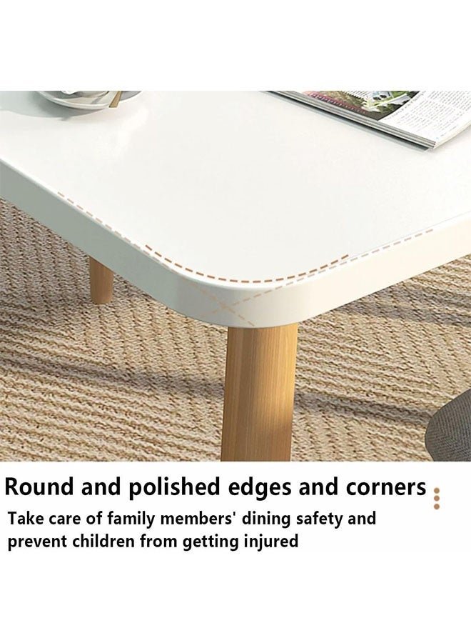 Dining Table Modern Leisure Coffee Table Wooden Legs MDF White Table Top,Square Solid Wood Dining Table, Modern Breakfast Table Desk Kitchen Living Office Furniture (100×60×73CM) - Image 3