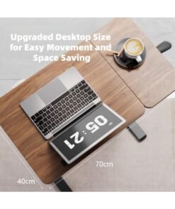 Adjustable Overbed Laptop Table with Wheels Tilting Wooden Desktop Height Adjustable Bedside Desk 70x40 cm Brown - Image 4