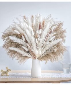 MERICKA 86-Piece Natural Dried Pampas Grass Bouquet Boho Home Decor Bouquet Phragmites Dried Flowers Bouquet for Wedding Floral Arrangements Home Decorations