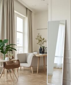 Noon East Full Length Mirror 150x40cm with Stand - Perfect for Bedroom & Living Room - White