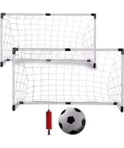 Rock Pow Children Portable Football Goal Soccer Door Set with Soccer Ball and Pump Indoor and Outdoor Sports Kids Soccer Goals for Backyard