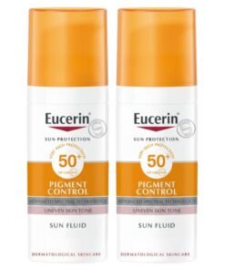 Eucerin Pack Of 2 Face Sunscreen Even Perfector Pigment Control Sun Fluid with Thiamidol, High UVA/UVB Protection, SPF50+, Reduces Spots for Uneven Skin Tone 50ml