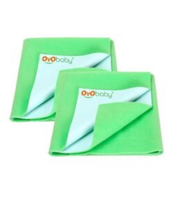 OYO Baby Reuseable Waterproof Dry Sheet for New
  Toddler Infant Baby | Extra Absorbent Quick Dry Sheet | Instadry Anti-Piling
  Fleece Baby Bed Dry Sheet | Pack of 2 (Small - 70 cm x 50 cm), Light Green