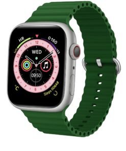 Smart Watch for Girls, Boys, Teens, Men & Women with Health Monitor, Fitness Tracker, Call & App Notifications (Silver Dial & Green Strap)