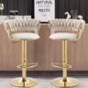 Adjustable Height Metal Frame Cushioned Bar Stool 2 Pc set