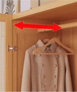 Alternative view of NKX Bedroom Coat Rack Home Wardrobe Light Luxury Side Cloth Hanging Light Brown With Multiple Shelves 160**60*42 cm