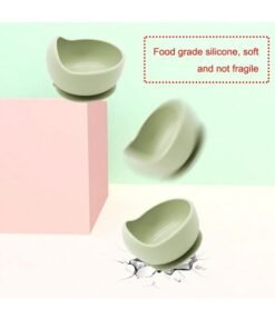 Alternative view of Bebiland Set Of 2 Pieces Silicone Baby Feeding Set With Suction, Silicone Bowl and Spoon For Baby, Kids, Green