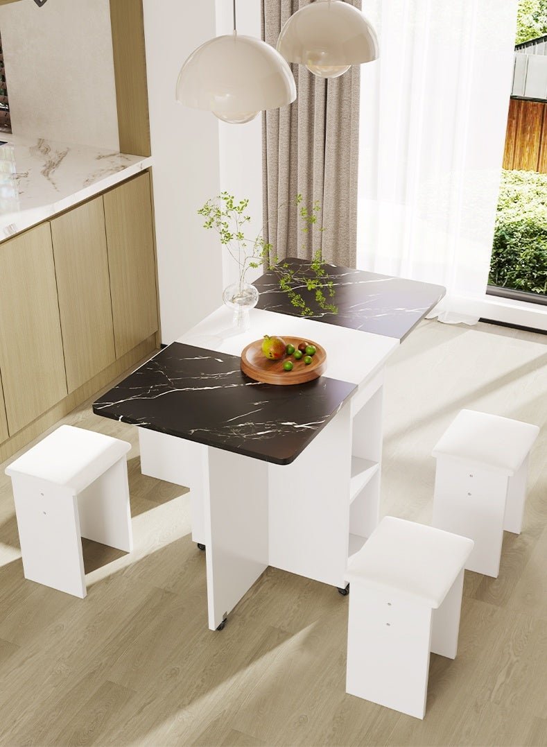 Folding Dining Table,Dining Table, Removablefolding Dining Table, Dining Table Set For 4 Spacesaving Dining Table For Tight Spaces With 4 Chairshalfblack