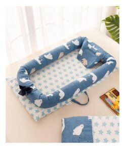 NKX Pure Cotton Portable Baby Crib with Removable and Washable Medium Bed Polar Bear (without Quilt)  90*50*15cm