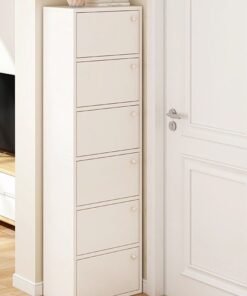 Alternative view of fashionhome Multi-layer Standing Cupboard with Shelf Dust-proof Storage Shoe Rack Simple Shoe Cabinet With Narrow Doorway Entrance Large-capacity Shoe Organizer for Living Room Home Office 43x30x180 cm
