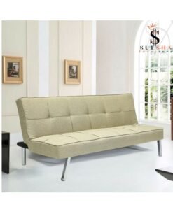 Sulsha Sofa Bed Living Room Fabric Sofa Bed Chrome Legs Three Seat Sofa Bed Modern Design Living Room Sofa Light Brown color