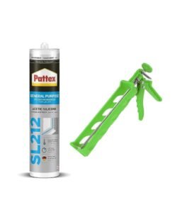 Duravel Clear GP Silicone Sealant with Silicone Gun, ABS Plastic Light Weight Silicone Gun | Pattex SL1212 - GP silicone - Acetic Transparent Silicone Sealant, 280 ml