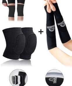 Lemon 2 Pieces Volleyball Accessories ,Including Volleyball Knee Pads and Arm Sleeves, with Protection Pads and Thumb Hole for Women Girls Teens Training