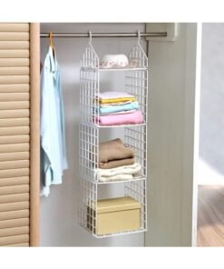 Hanging Storage, wardrobe Storage Organizer, PP Material Foldablewardrobe Closet Organiser, White (3 Shelves)