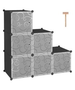 DubaiGallery 6 Cubes Diy Shoes Wardrobe Storage Shoe Rack Shoe Tower Storage Cabinet Shoe Organizer Storage Organizer Modular Shoe Cabinet